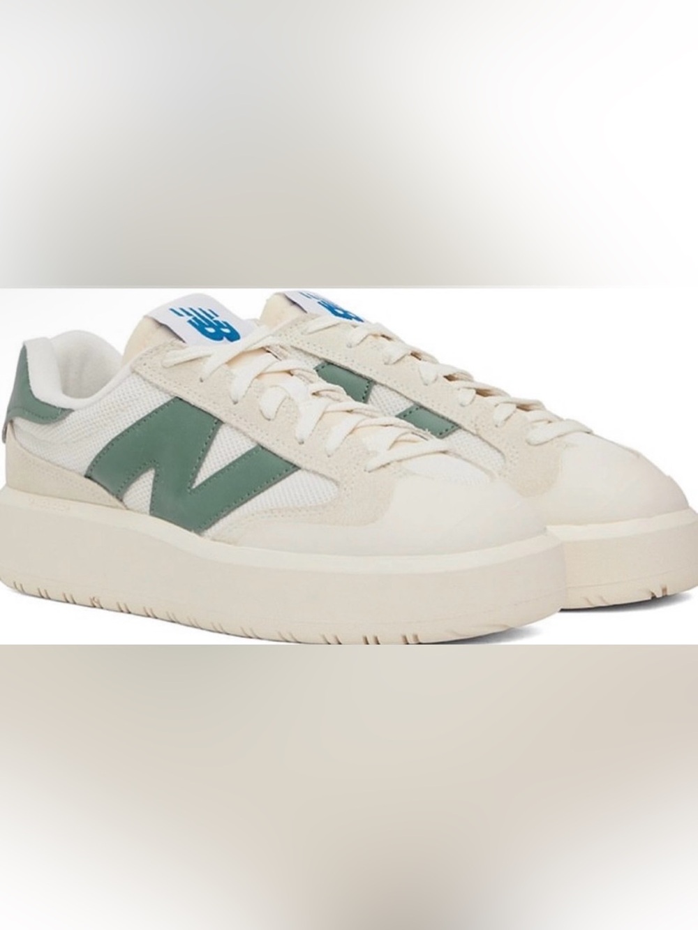 New Balance CT302 Women’s Cream and Sage Green 'N' Logo Sneaker - Picture 2 of 5